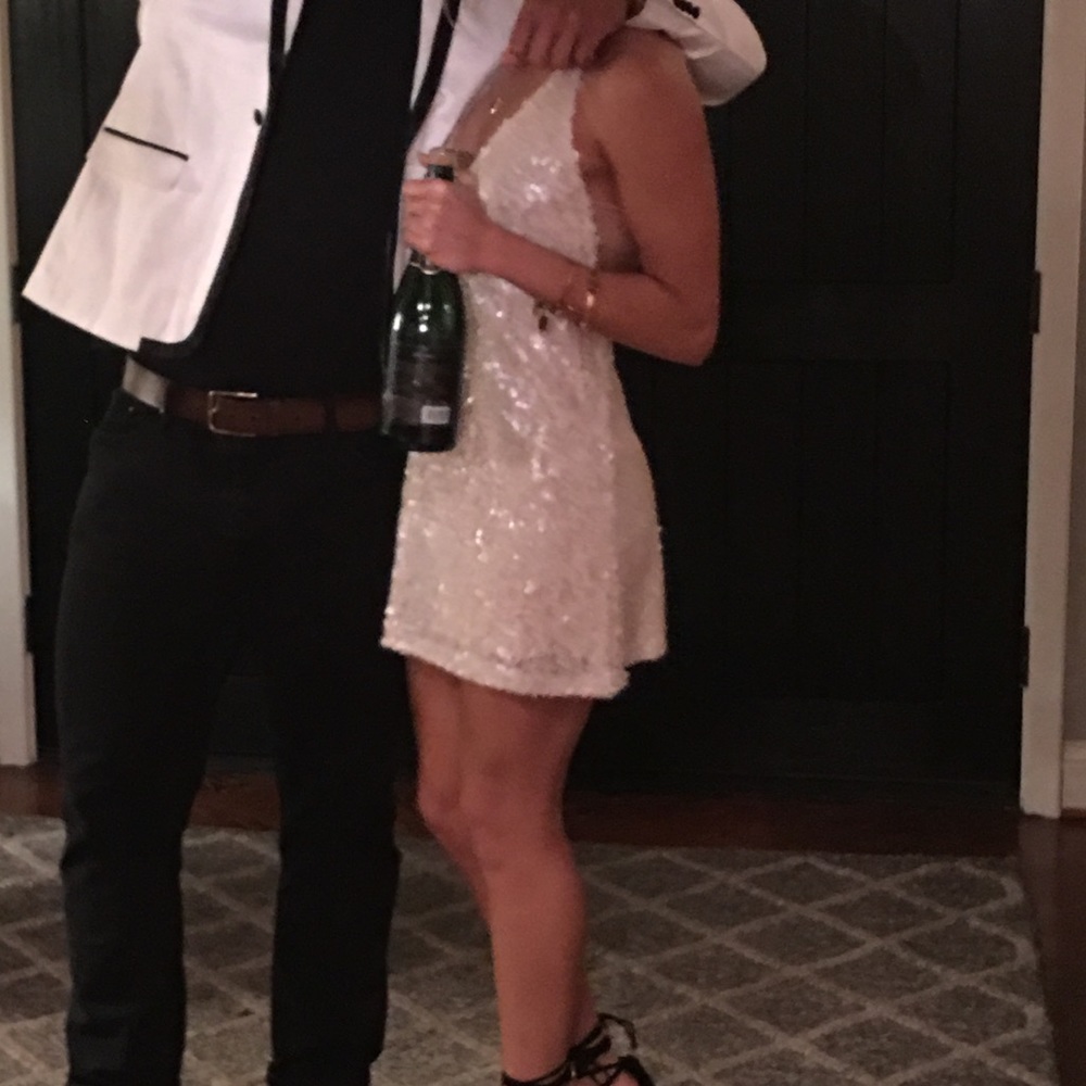 White Sequin Mini Dress